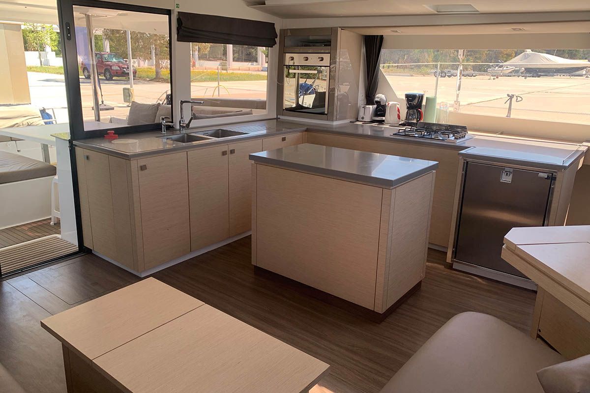 Galley of Waterloo, a Fountaine Pajot Saba 50 catamaran at Seget Donji, Croatia