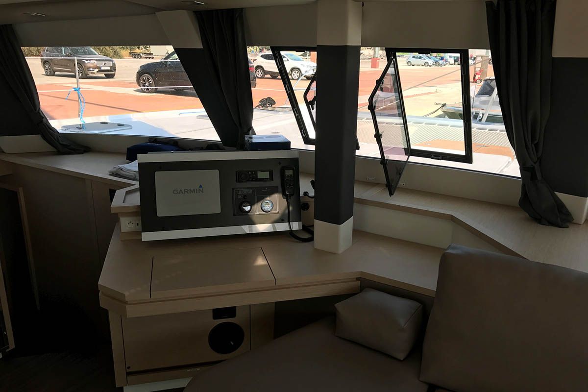 Salon of Waterloo, a Fountaine Pajot Saba 50 catamaran at Seget Donji, Croatia