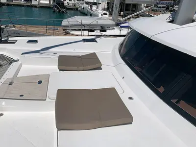 Deck of Waterloo, a Fountaine Pajot Saba 50 catamaran at Seget Donji, Croatia