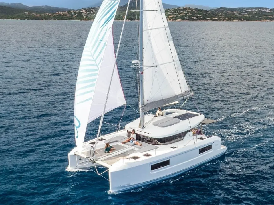 ANTHIA, a Lagoon Lagoon 38 catamaran at Municipal Unit of Nea Peramos, Greece