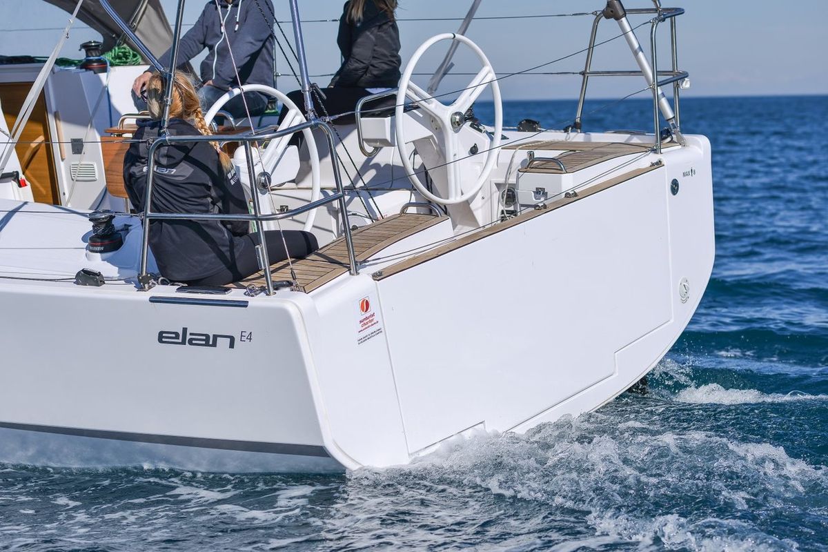 Exterior view of Sky, a Elan E4 sailboat at Betina, Croatia