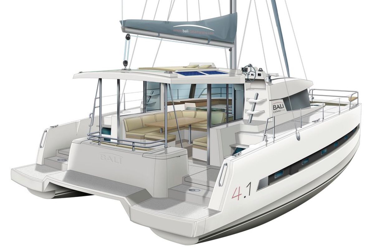 Adria Sunset, a Bali 4.1 catamaran at Punat, Croatia