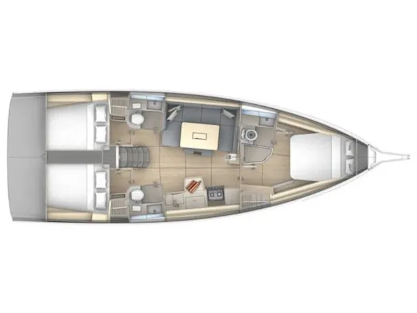 Floor plan of Iris, a Dufour 41 sailboat at Lavreotiki Municipal Unit, Greece