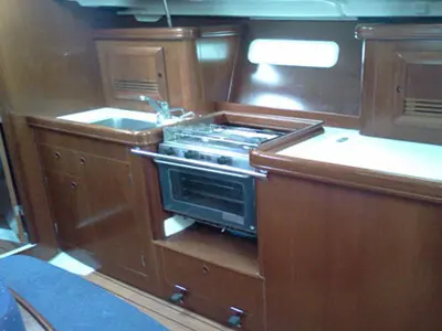 Galley of Hinitsa, a Beneteau Oceanis 393 sailboat at Gouvia, Greece