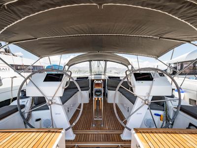 Cockpit of Alexa, a Hanse Yachts Hanse 455 sailboat at Municipal Unit of Lefkada, Greece