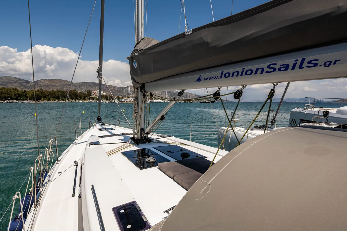 Exterior view of Alexa, a Hanse Yachts Hanse 455 sailboat at Municipal Unit of Lefkada, Greece