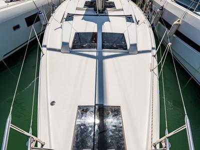 Deck of Alexa, a Hanse Yachts Hanse 455 sailboat at Municipal Unit of Lefkada, Greece