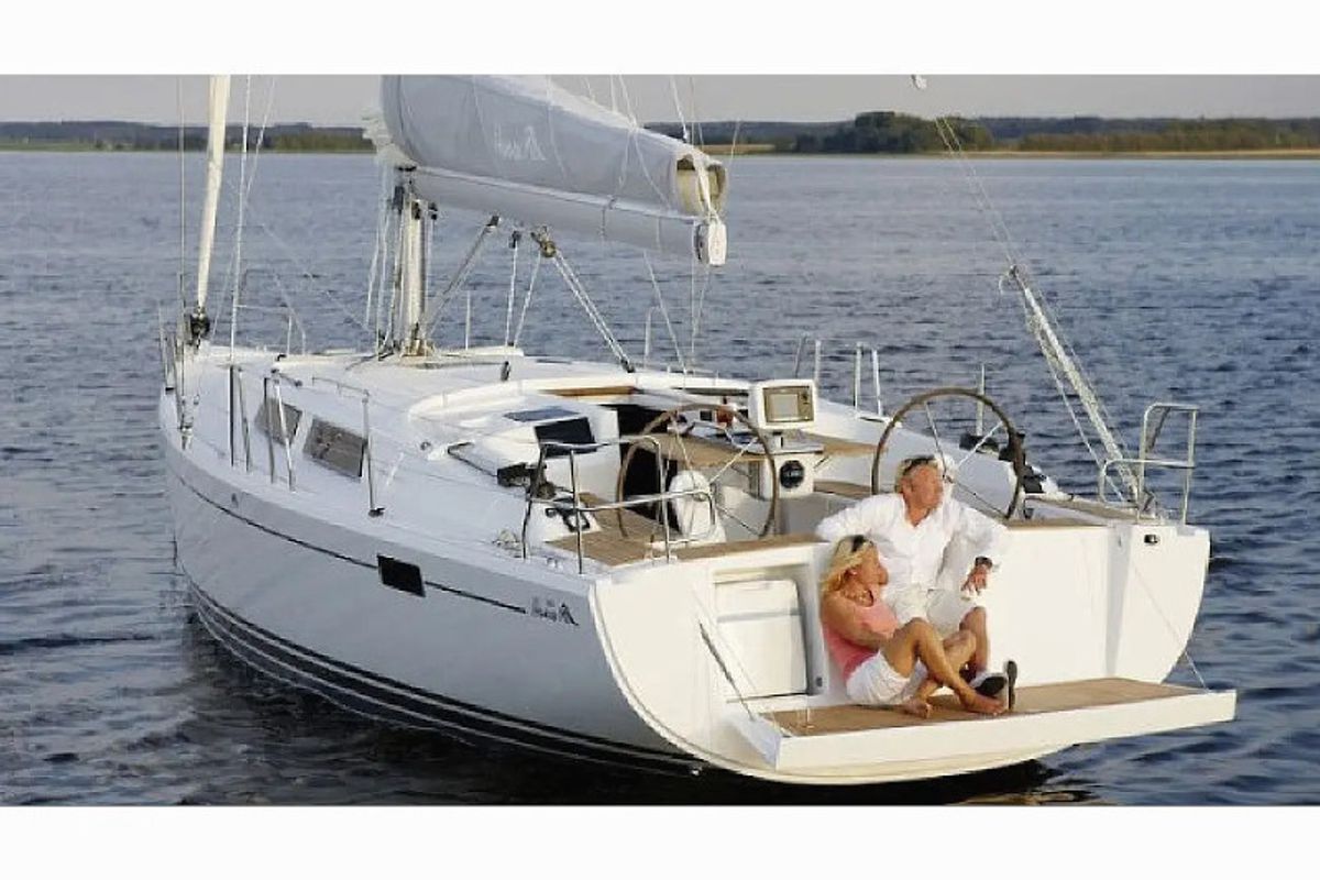 Exterior view of Piri Reis II, a Hanse Yachts Hanse 455 sailboat at Fethiye, Turkey