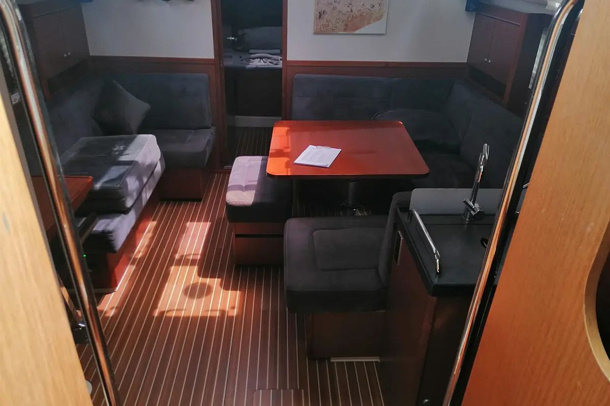 Salon of Piri Reis II, a Hanse Yachts Hanse 455 sailboat at Fethiye, Turkey