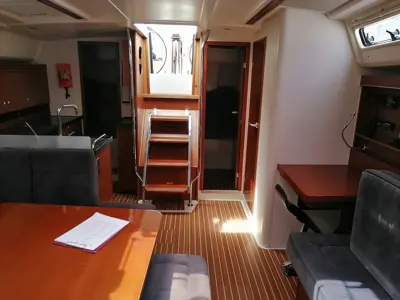 Salon of Piri Reis II, a Hanse Yachts Hanse 455 sailboat at Fethiye, Turkey