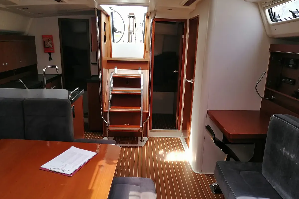 Salon of Piri Reis II, a Hanse Yachts Hanse 455 sailboat at Fethiye, Turkey