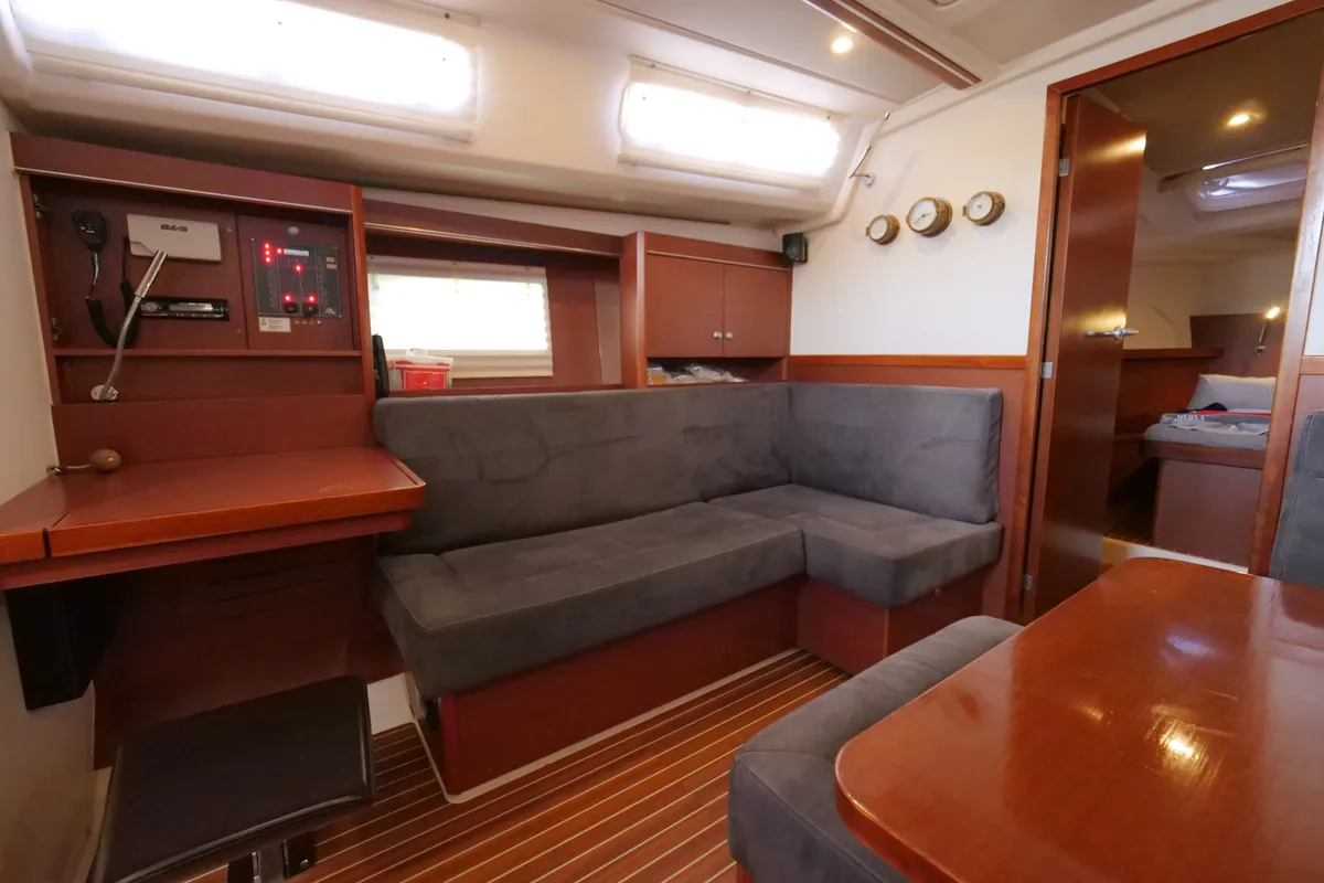 Salon of Piri Reis II, a Hanse Yachts Hanse 455 sailboat at Fethiye, Turkey
