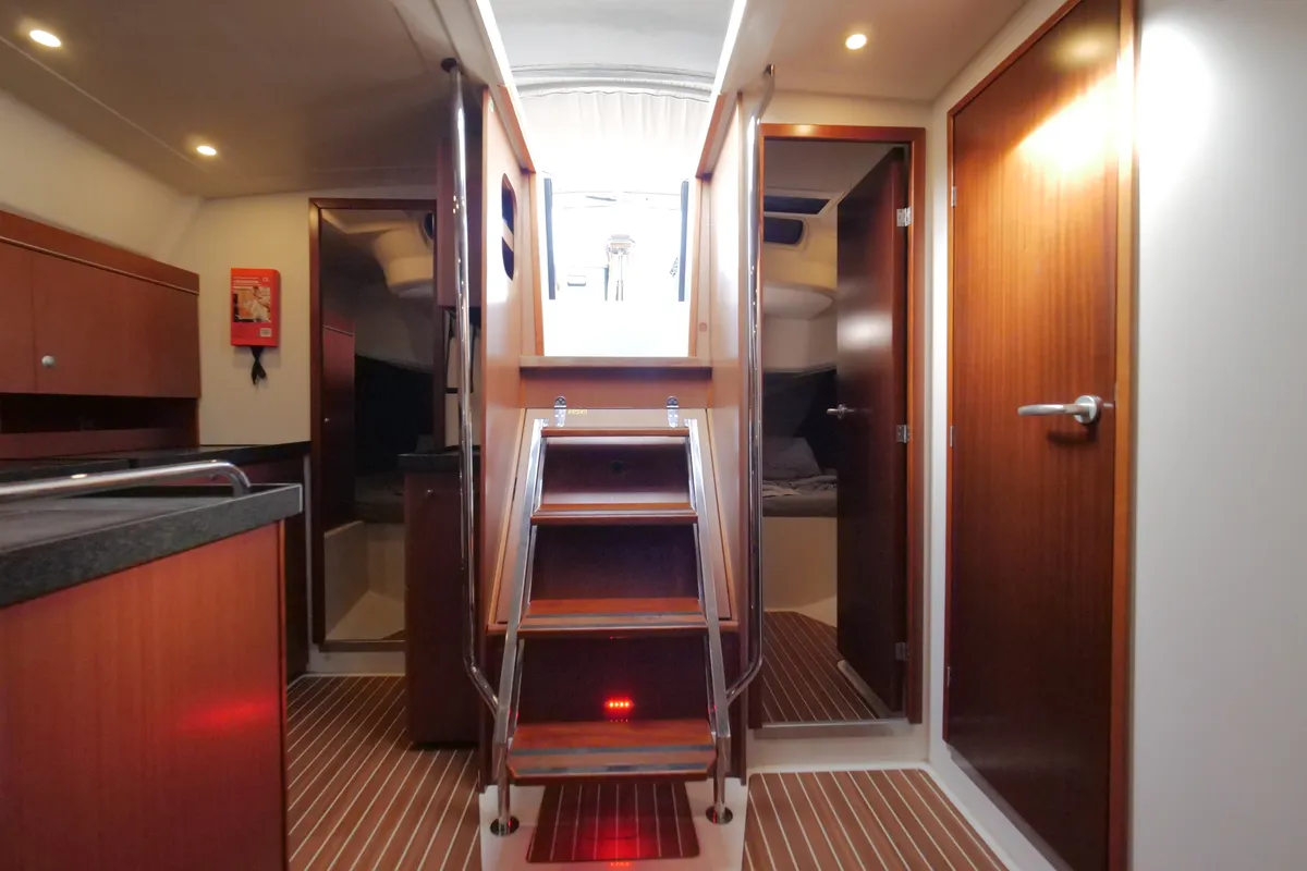 Salon of Piri Reis II, a Hanse Yachts Hanse 455 sailboat at Fethiye, Turkey