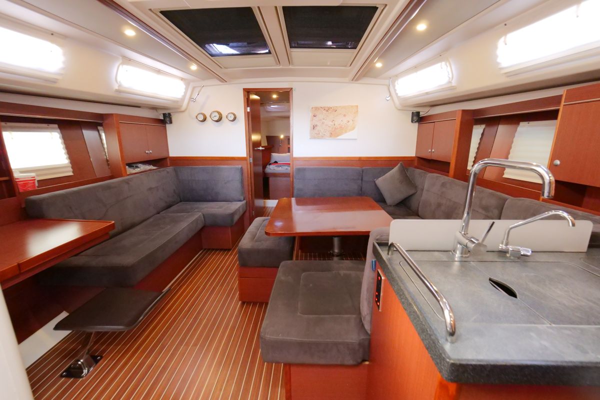 Galley of Piri Reis II, a Hanse Yachts Hanse 455 sailboat at Fethiye, Turkey
