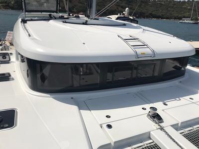 Deck of Orso Di Mare, a Lagoon 40 catamaran at Rosignano Solvay, Italy