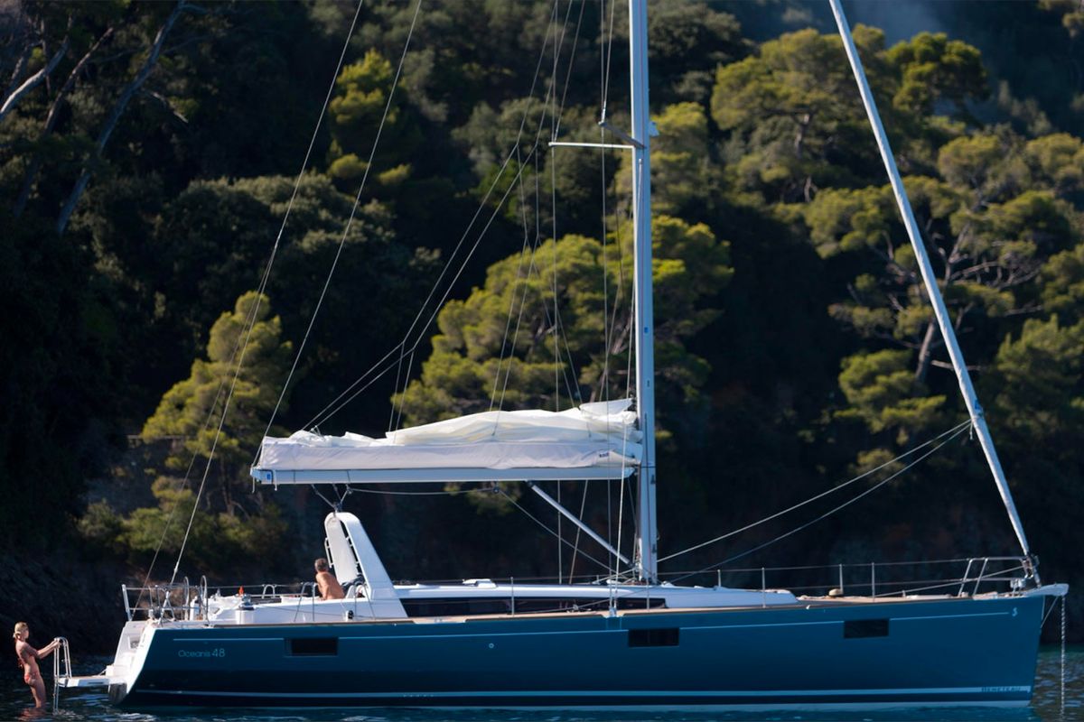 Exterior view of Nabucco: Forward Cabin #2 (Cabin Charter - 2 pax) Fully Crewed, ALL EXPENSES, a Beneteau Oceanis 48 sailboa…