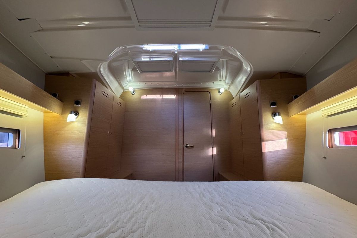 Cabin on Stella Marie IV, a Dufour 390 sailboat at La Rochelle, France