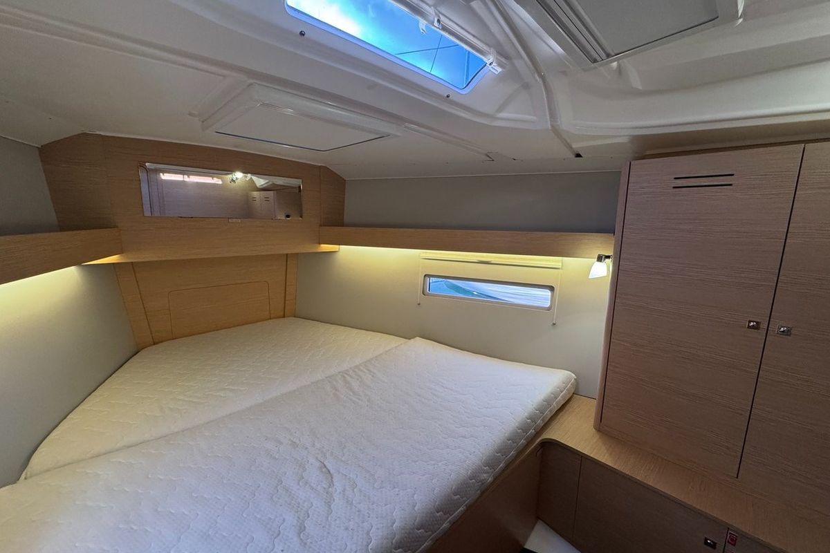 Cabin on Stella Marie IV, a Dufour 390 sailboat at La Rochelle, France