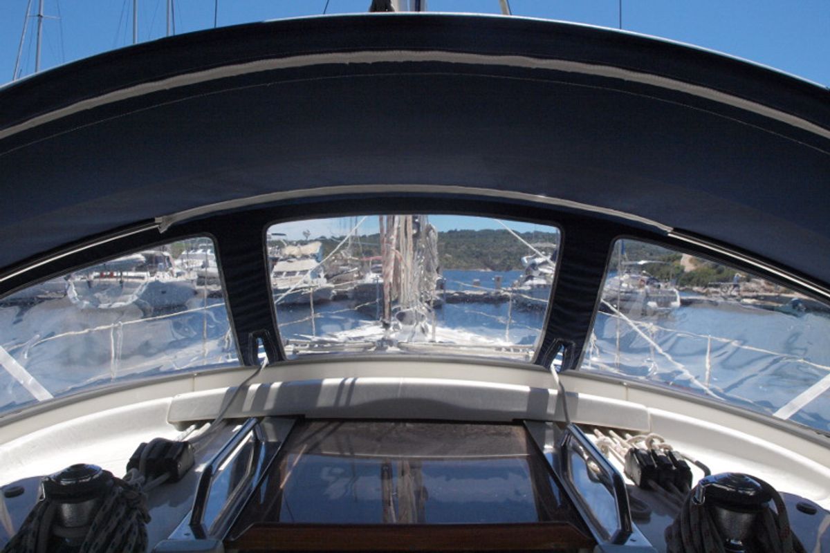 Cockpit of Sea King, a Bavaria 42 sailboat at Primošten, Croatia
