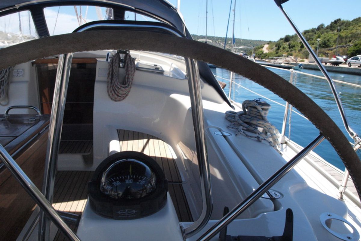 Cockpit of Sea King, a Bavaria 42 sailboat at Primošten, Croatia