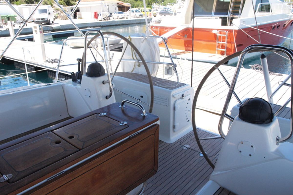 Cockpit of Sea King, a Bavaria 42 sailboat at Primošten, Croatia