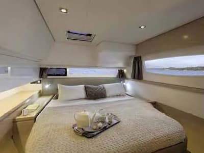 Cabin on Bicos, a Fountaine Pajot Saba 50 catamaran at Fethiye, Turkey