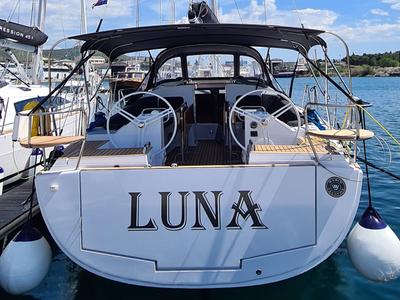 Cockpit of Luna, a Elan Impression 45.1 sailboat at Grad Šibenik, Croatia