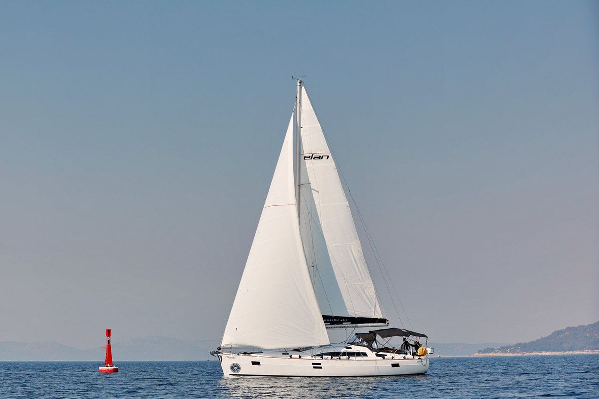 Exterior view of Luna, a Elan Impression 45.1 sailboat at Grad Šibenik, Croatia