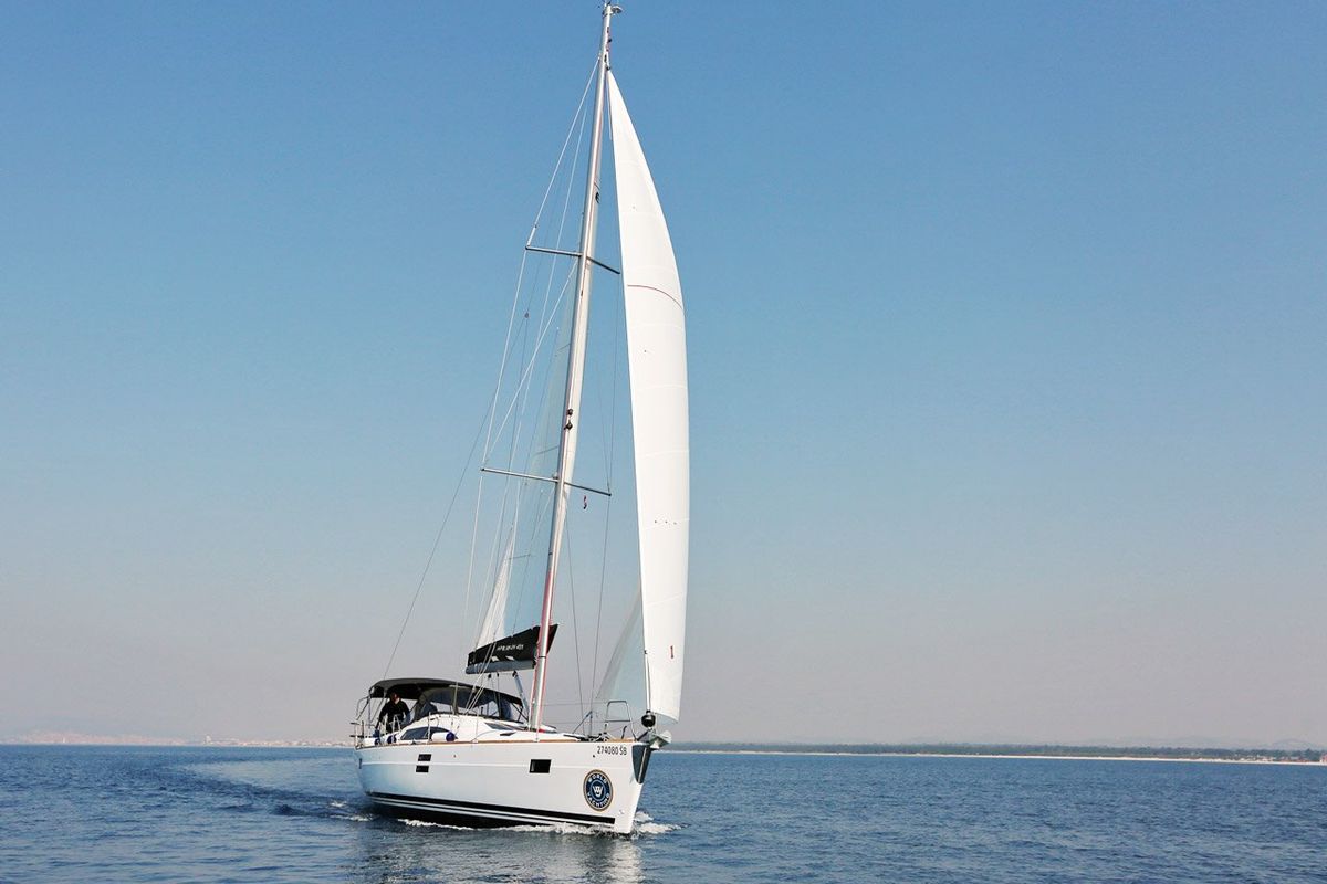 Exterior view of Luna, a Elan Impression 45.1 sailboat at Grad Šibenik, Croatia