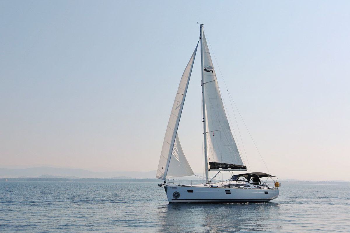 Exterior view of Luna, a Elan Impression 45.1 sailboat at Grad Šibenik, Croatia