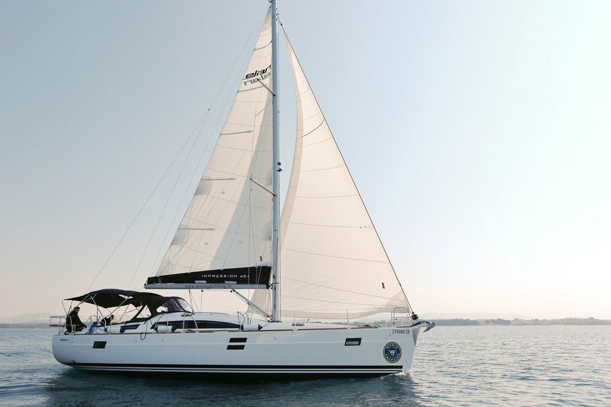 Exterior view of Luna, a Elan Impression 45.1 sailboat at Grad Šibenik, Croatia