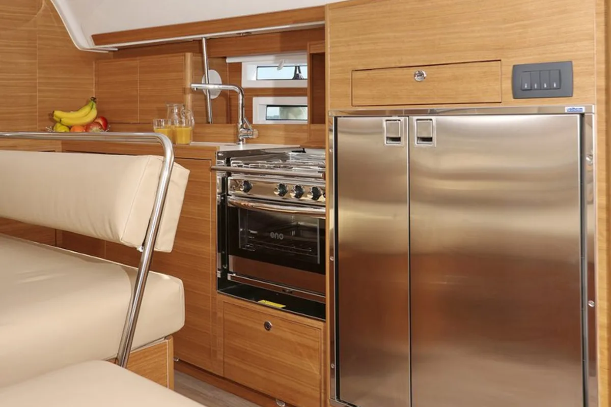 Galley of Luna, a Elan Impression 45.1 sailboat at Grad Šibenik, Croatia