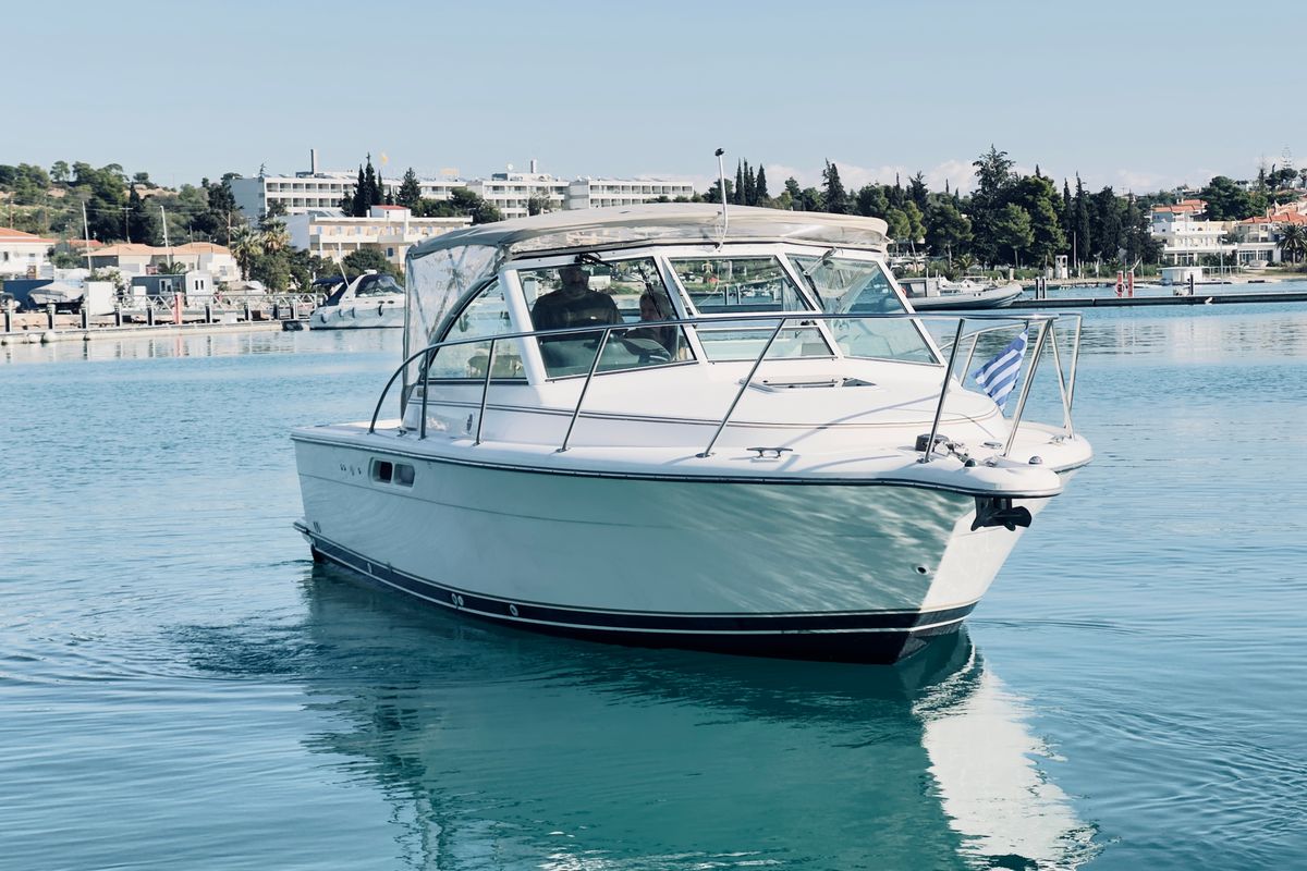 Exterior view of Fiki, a Tiara Yachts Tiara 2900 Coronet motorboat at Municipal Unit of Kranidi, Greece