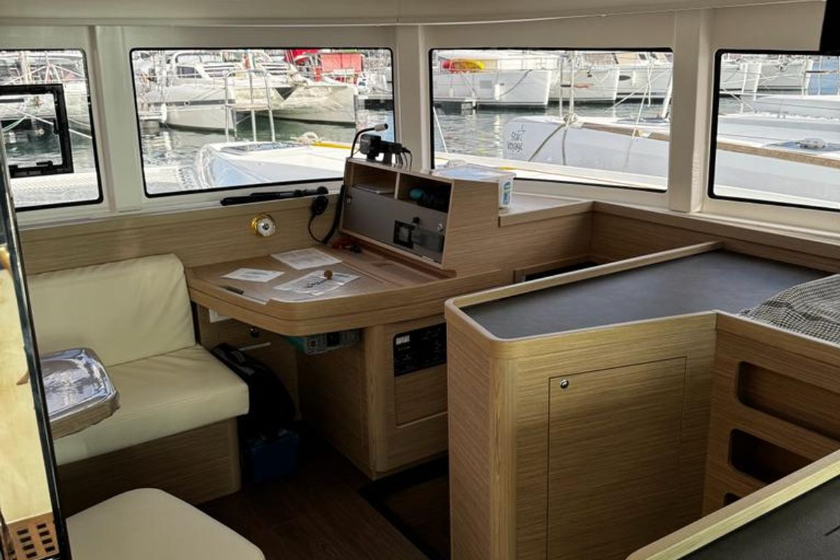 Salon of TI-BO II, a Lagoon 42 catamaran at Alameda, United States