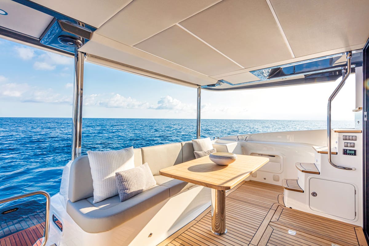 Deck of Aurora, a Absolute Yachts Navetta 52 motorboat at Seget Donji, Croatia