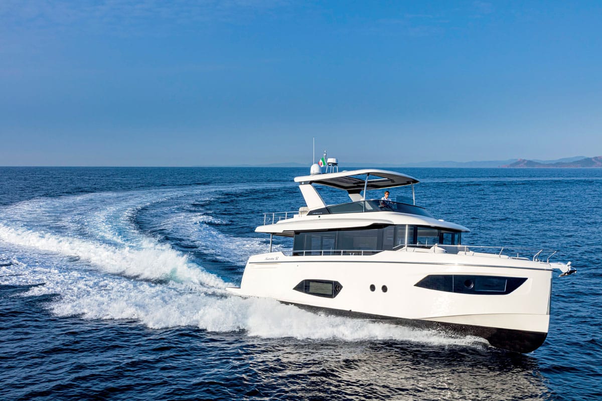 Exterior view of Aurora, a Absolute Yachts Navetta 52 motorboat at Seget Donji, Croatia