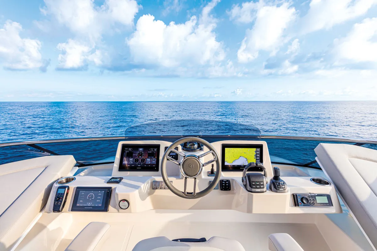 Cockpit of Aurora, a Absolute Yachts Navetta 52  motorboat at Seget Donji, Croatia
