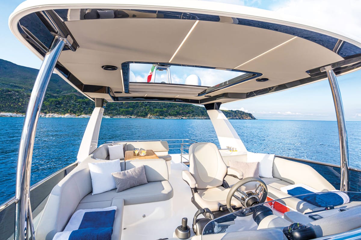 Deck of Aurora, a Absolute Yachts Navetta 52 motorboat at Seget Donji, Croatia