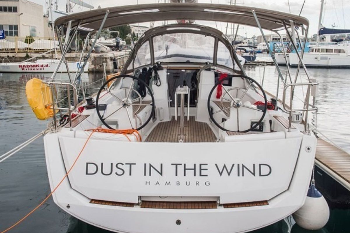 Exterior view of DUST IN THE WIND, a Jeanneau Sun Odyssey 389 sailboat at Općina Sukošan, Croatia