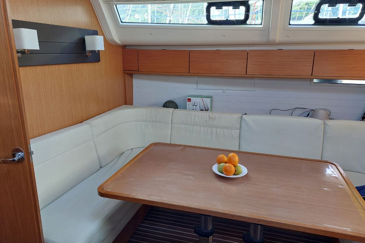 Salon of Vera, a Bavaria 51 Cruiser sailboat at Herceg Novi, Montenegro