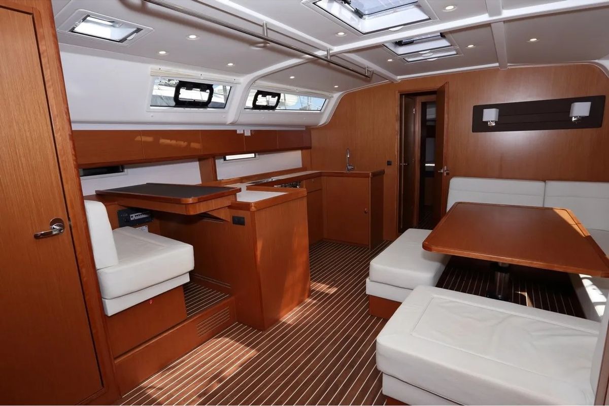 Salon of Vera, a Bavaria 51 Cruiser sailboat at Herceg Novi, Montenegro