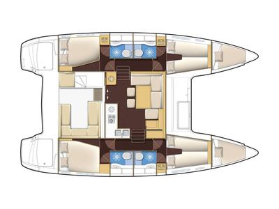 Floor plan of Vicky, a Lagoon 400 S2 catamaran at Municipal Unit of Lefkada, Greece