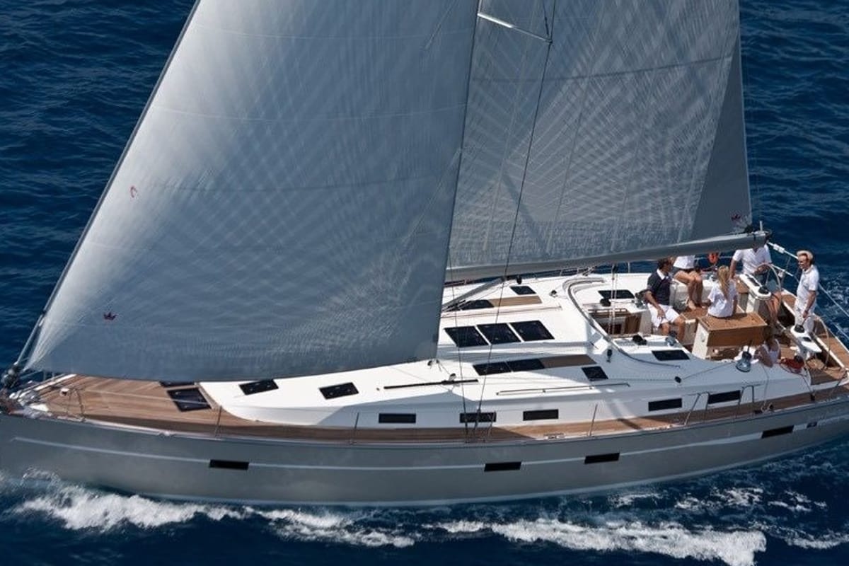 Exterior view of Aphrodite, a Bavaria 50 Cruiser sailboat at Seget Donji, Croatia