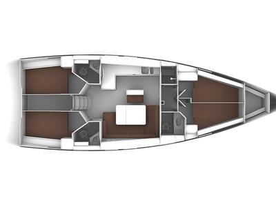 Floor plan of Dione, a Bavaria Cruiser 46 sailboat at Olbia, Italy