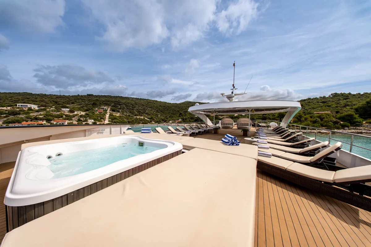 Deck of Karizma, a Gulet Motoryacht yacht at Split, Croatia
