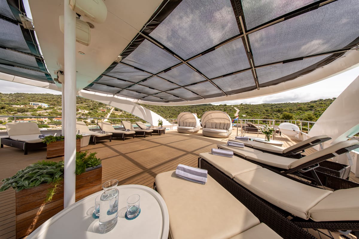 Deck of Karizma, a Gulet Motoryacht yacht at Split, Croatia