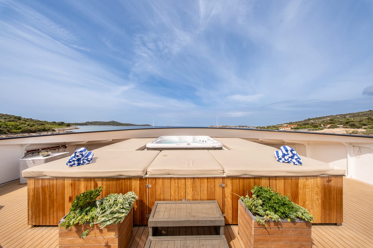 Deck of Karizma, a Gulet Motoryacht yacht at Split, Croatia