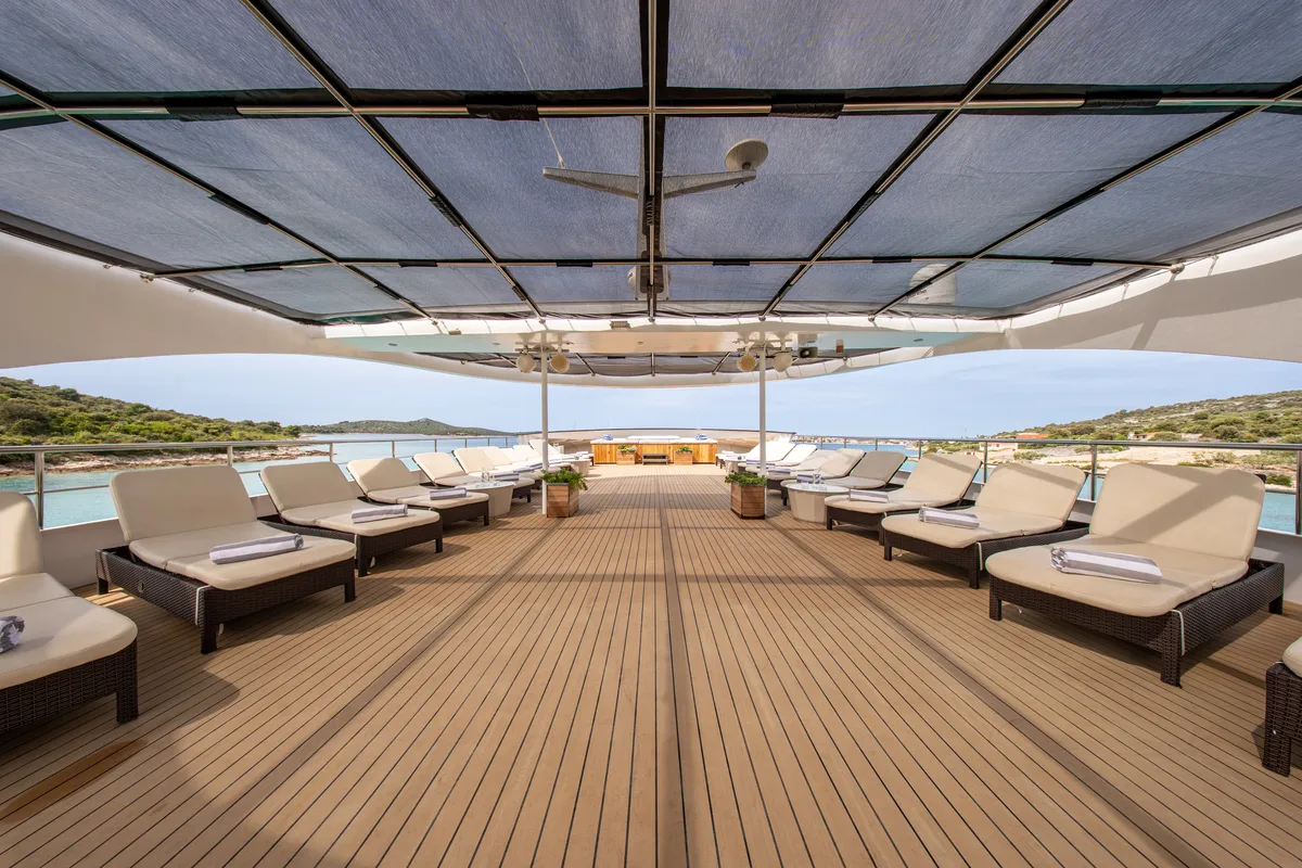 Deck of Karizma, a Gulet Motoryacht yacht at Split, Croatia
