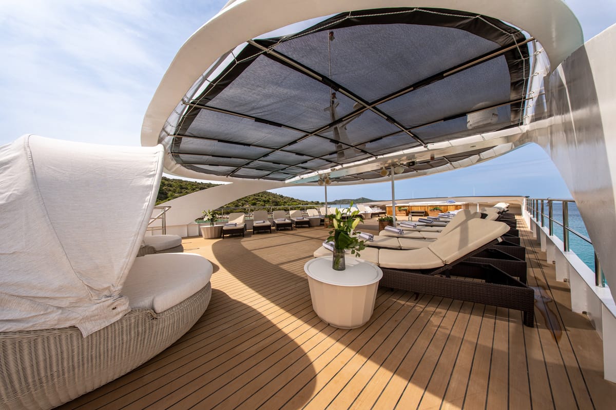 Deck of Karizma, a Gulet Motoryacht yacht at Split, Croatia