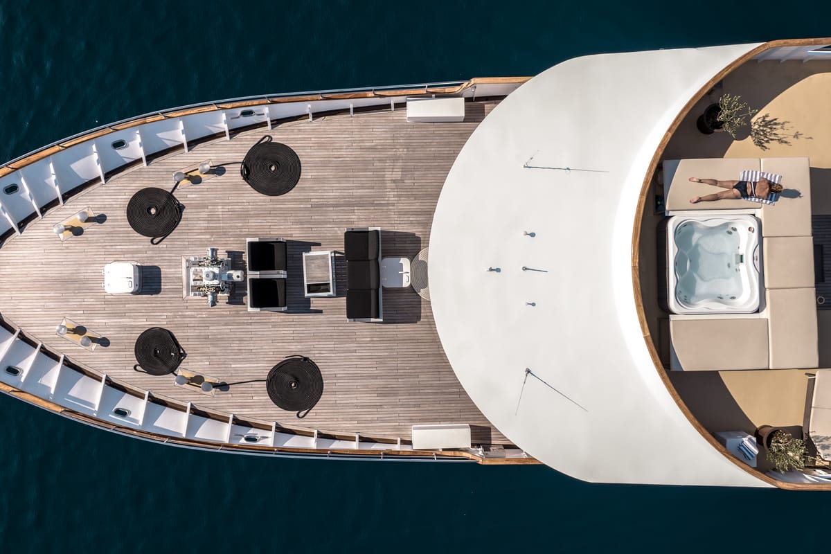 Deck of Karizma, a Gulet Motoryacht yacht at Split, Croatia